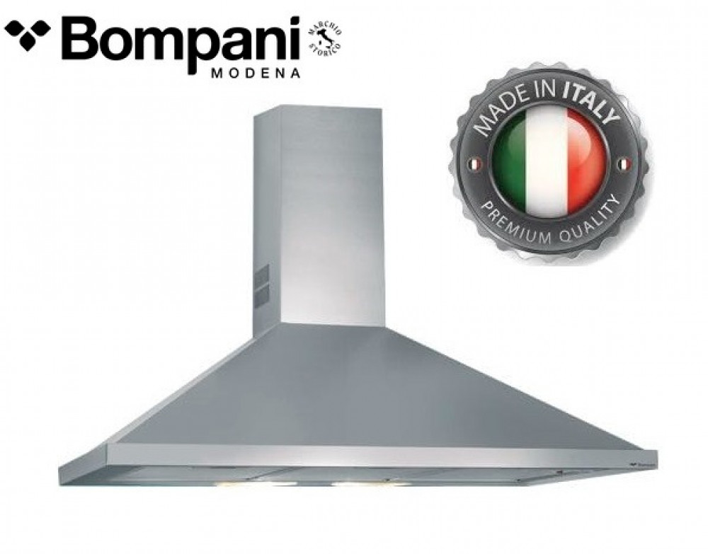 Bompani Italian kitchen extractor fan, 60 cm, 3 speeds, 500 m³/h, carbon filter, stainless steel