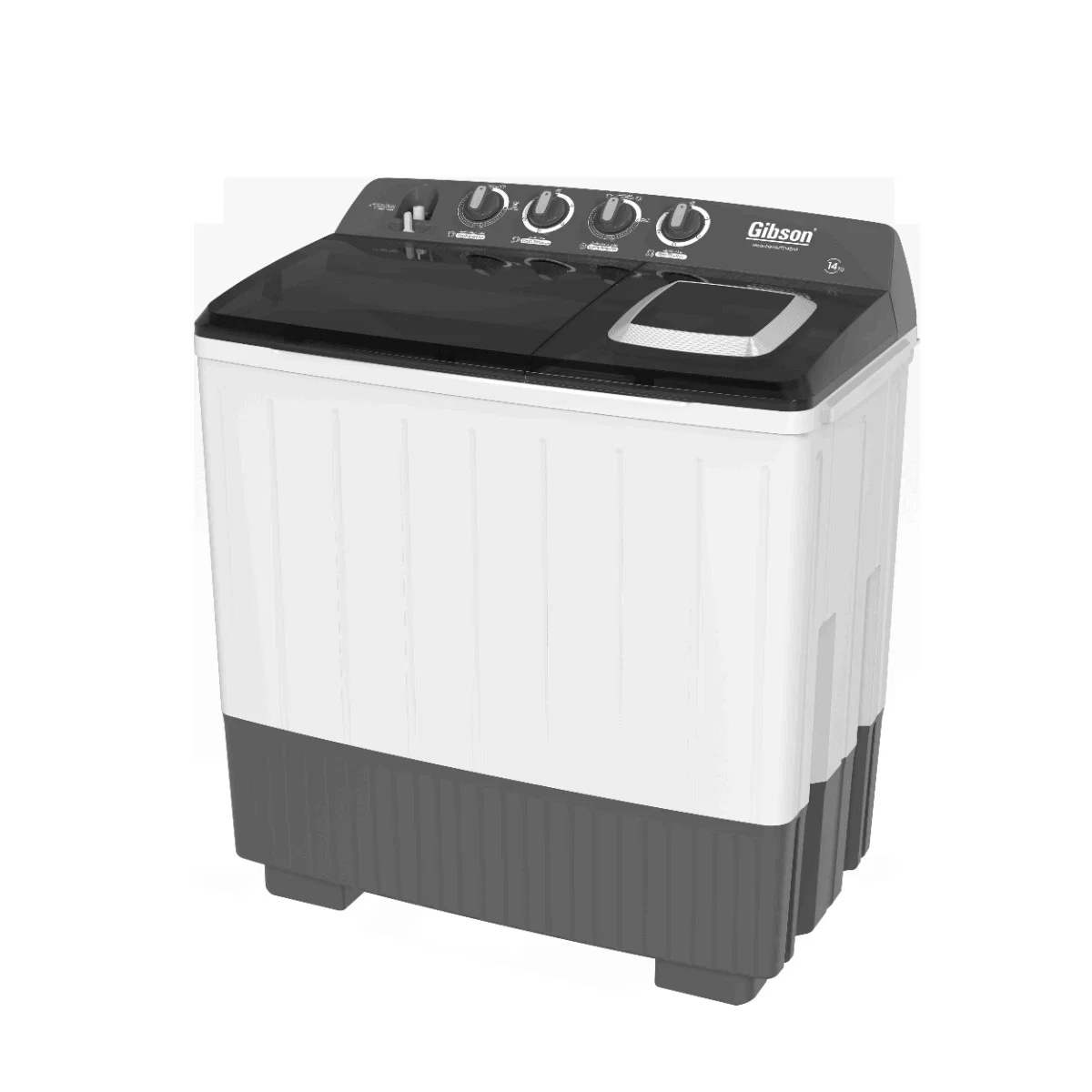 Gibson Twin Tub Washing Machine, 14 kg, White/Grey