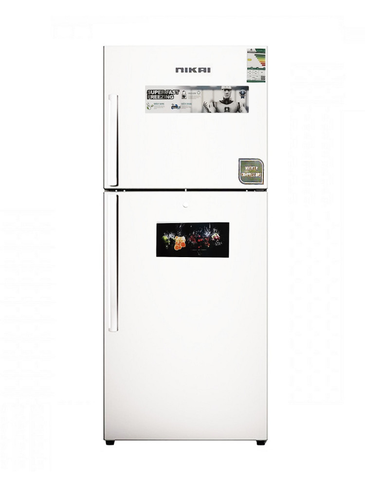 Nikai 18 cu ft 513 L 2-Door Refrigerator, White, Inverter, Steam