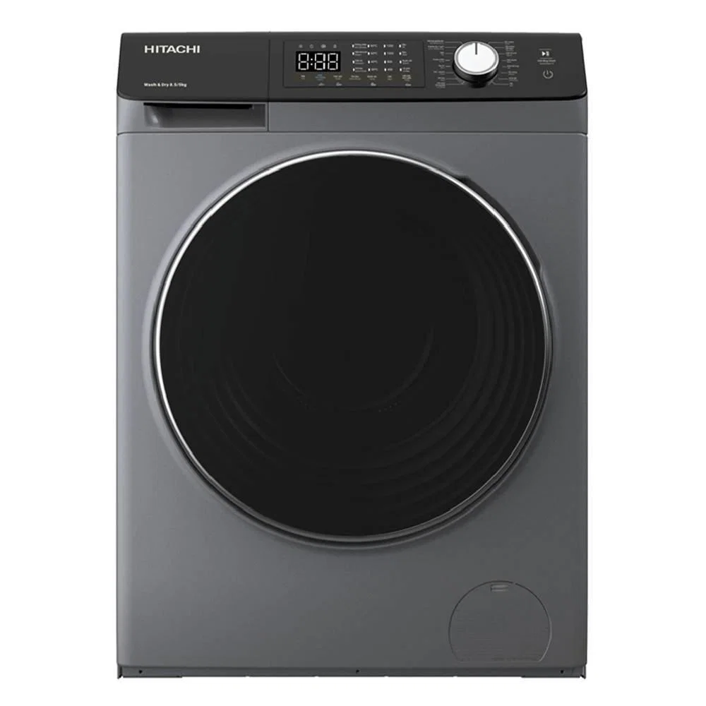 Hitachi - Automatic Front-Load Washing Machine, 9 kg, 1400 RPM, Steam Wash, 16 Programs, Silver