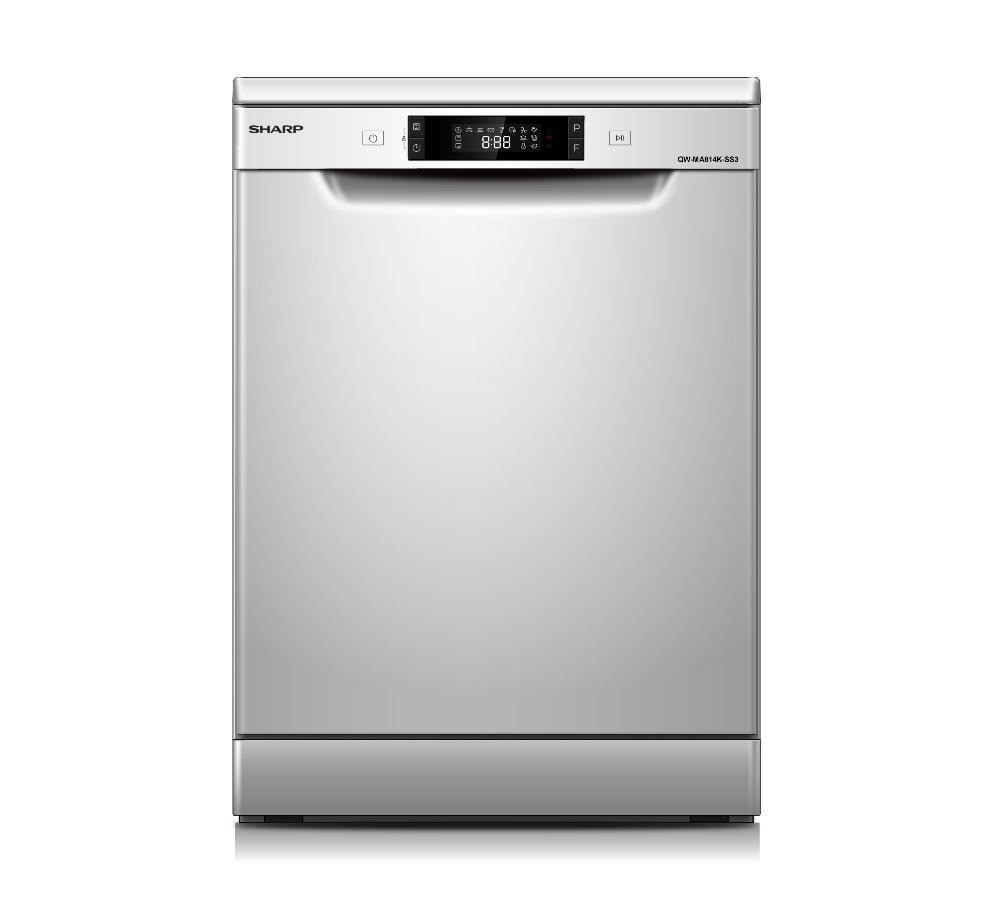 Sharp Dishwasher, 14 Place Settings, 8 Programs, Silver