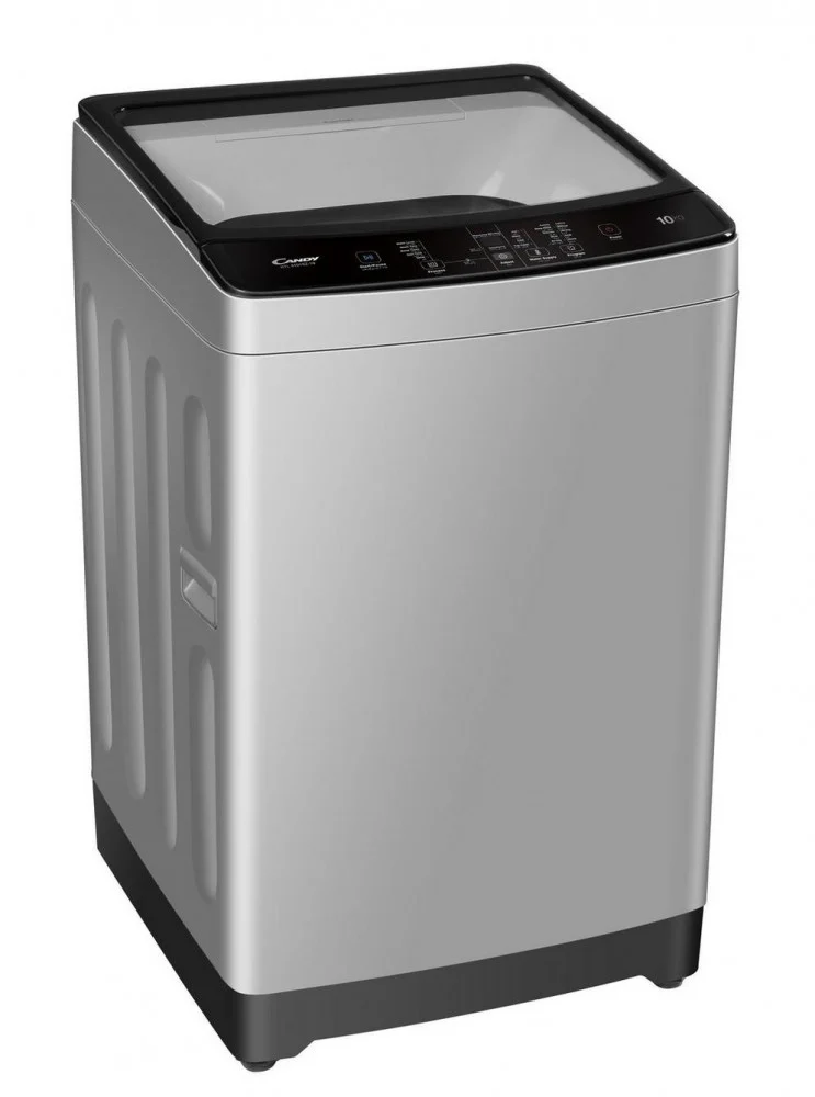Candy top-loading automatic washing machine, 10 kg capacity, LED display, silver, 8 programs