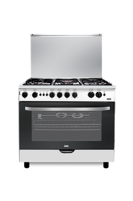 Haas Gas Oven 60×90 5 Burners, Self-Ignition, Steel Sides Silver, Safety