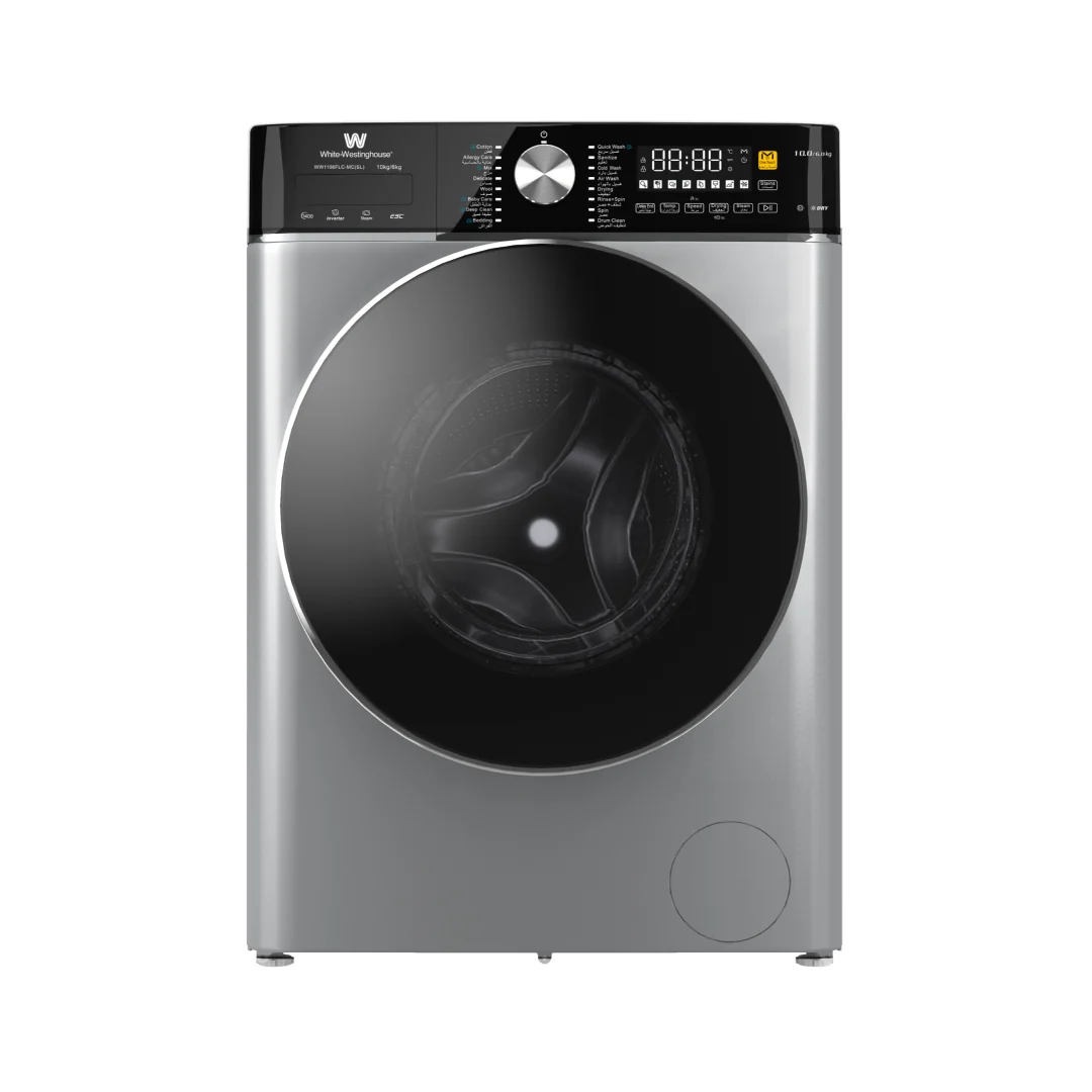 White Westinghouse Front Load 10KG Washer 6KG Dryer Combo Inverter 1400 RPM Silver