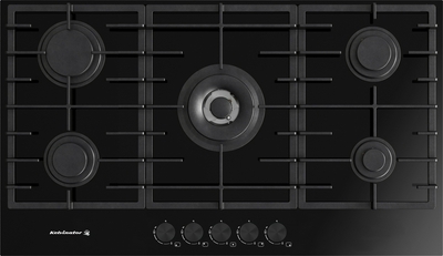 Kelvinator Hob Built In Gas, 5 Burners, 90x51 Cm, Black Ceramic
