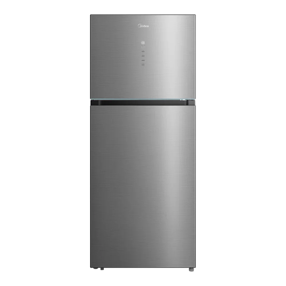 Midea Double Door Refrigerator, Metallic Steel Color, 15.9 Cu. Ft., Inverter, External Display Control, 220/240V, 50/60Hz