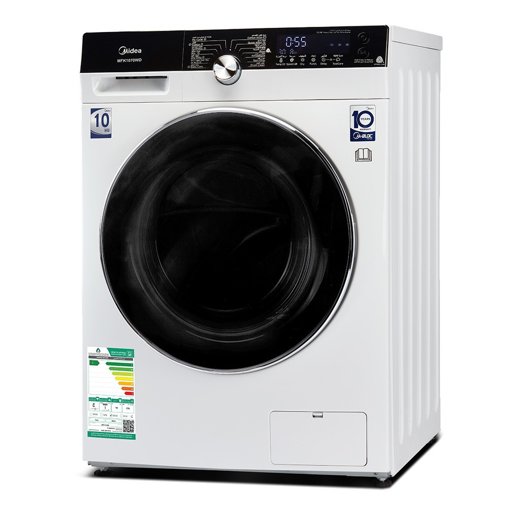 Midea Combo Automatic Washing Machine, 10 kg Washing Capacity, 7 kg Drying Capacity, 14 Programs, White