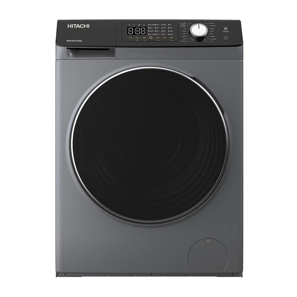 Hitachi - Front Load Automatic Washing Machine, Full Drying , Silver, 8 kg Capacity