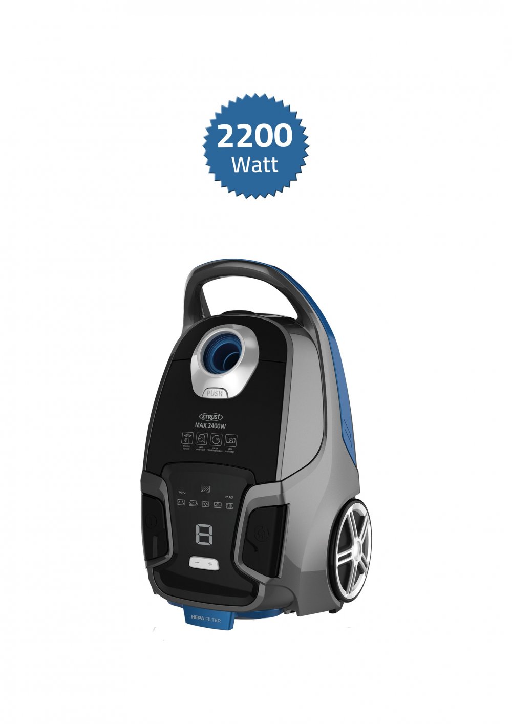 Z.Trust Vacuum Cleaner 6L,2200W,S/Quiet,50/60H-Gry