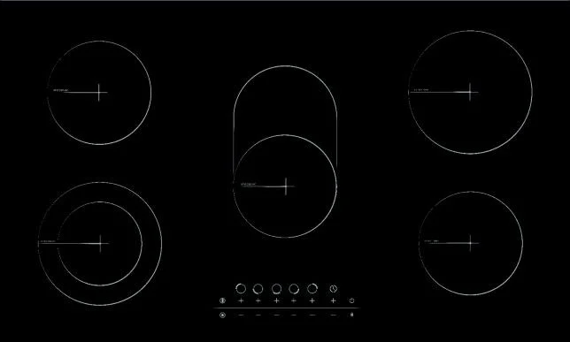 Simfer Built-in Electric Hob, 5 Burners, Ceramic, 90cm, Black, Touch Control