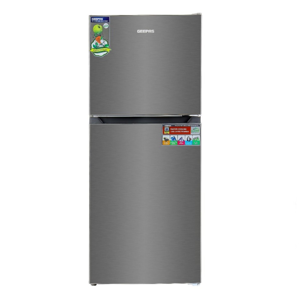 Geepas 2-Door Refrigerator, 6.3 cu ft, 180 L, Silver