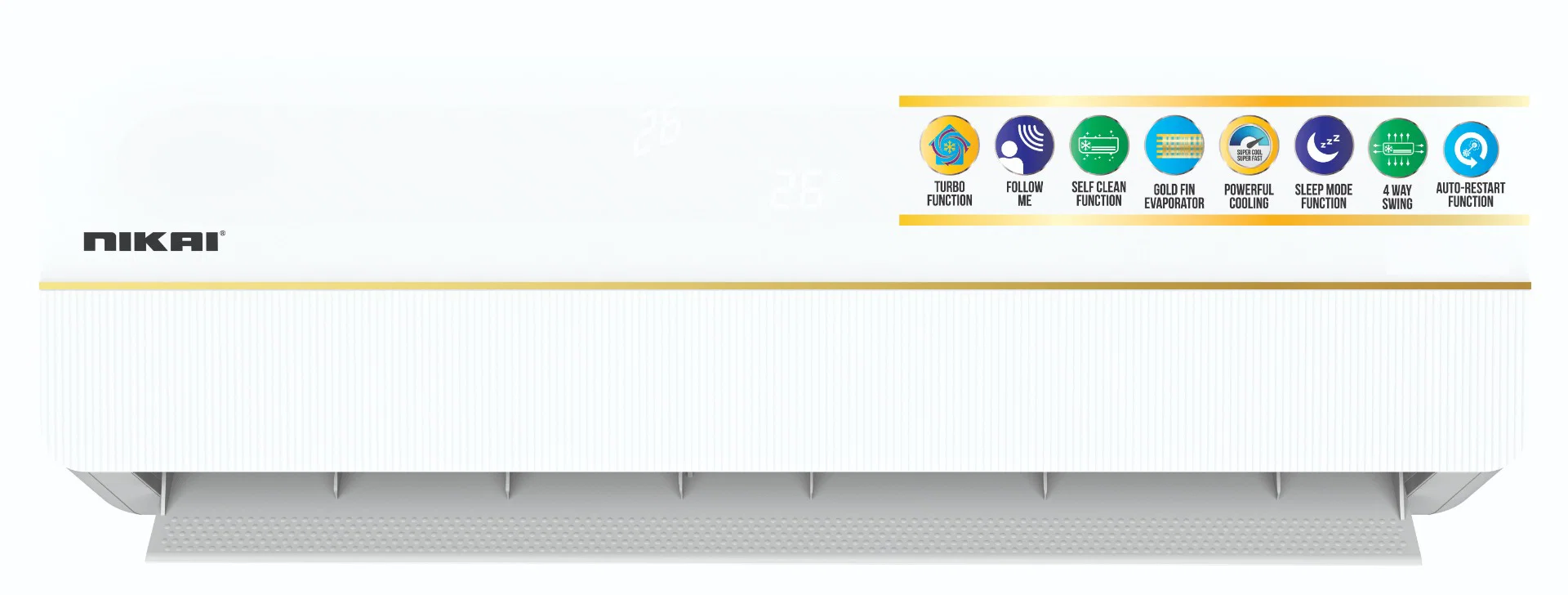 NIKAI Split Air Conditioner 18400BTU Cold Only, Turbo, 4 Ways