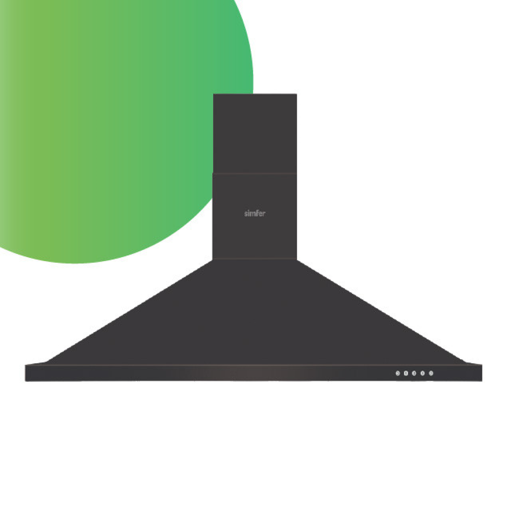 Simfer 90cm extractor fan, 500m³, aluminum filter, black