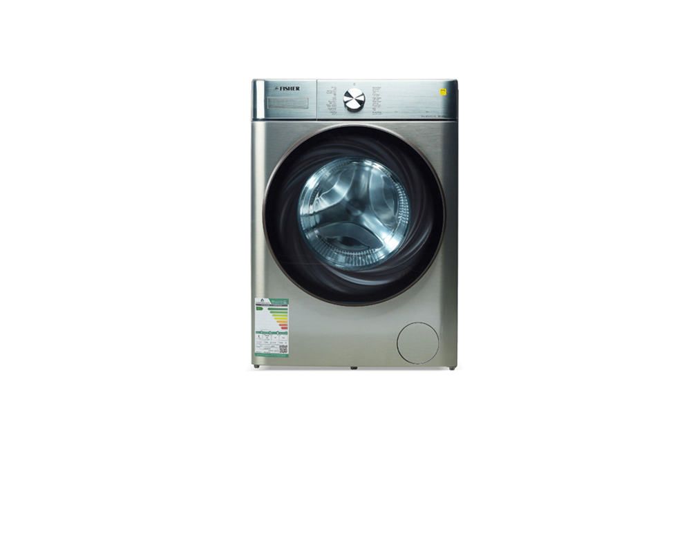 Fisher automatic front-loading washing machine, 10 kg washing capacity, 6 kg drying capacity, silver