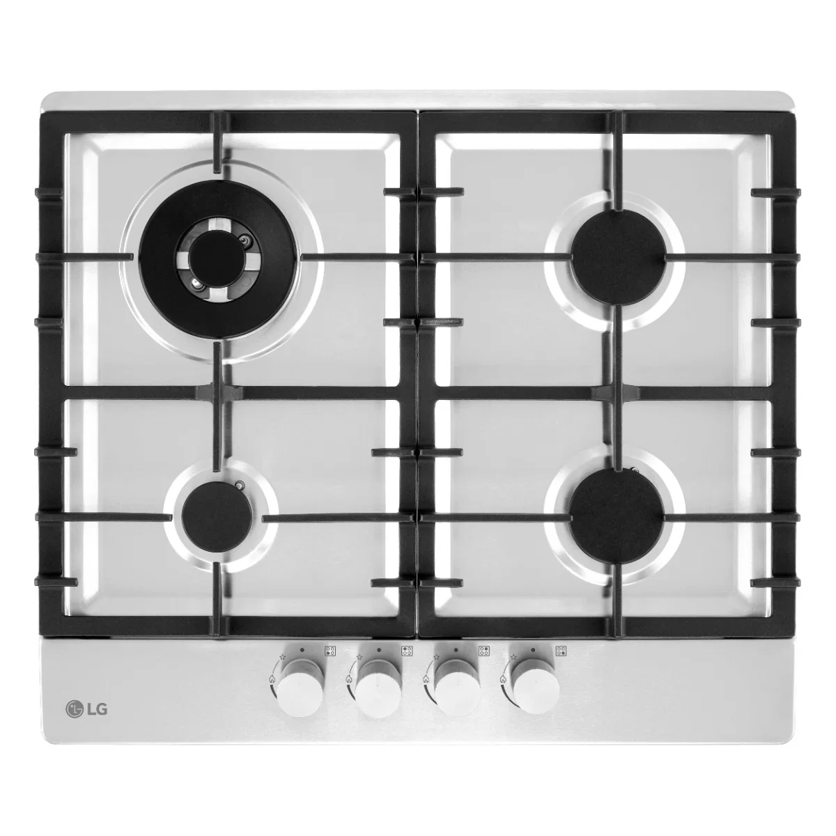 LG Built-in Gas Hob, 59 cm, 4 Burners, Cast Iron, Stainless Steel