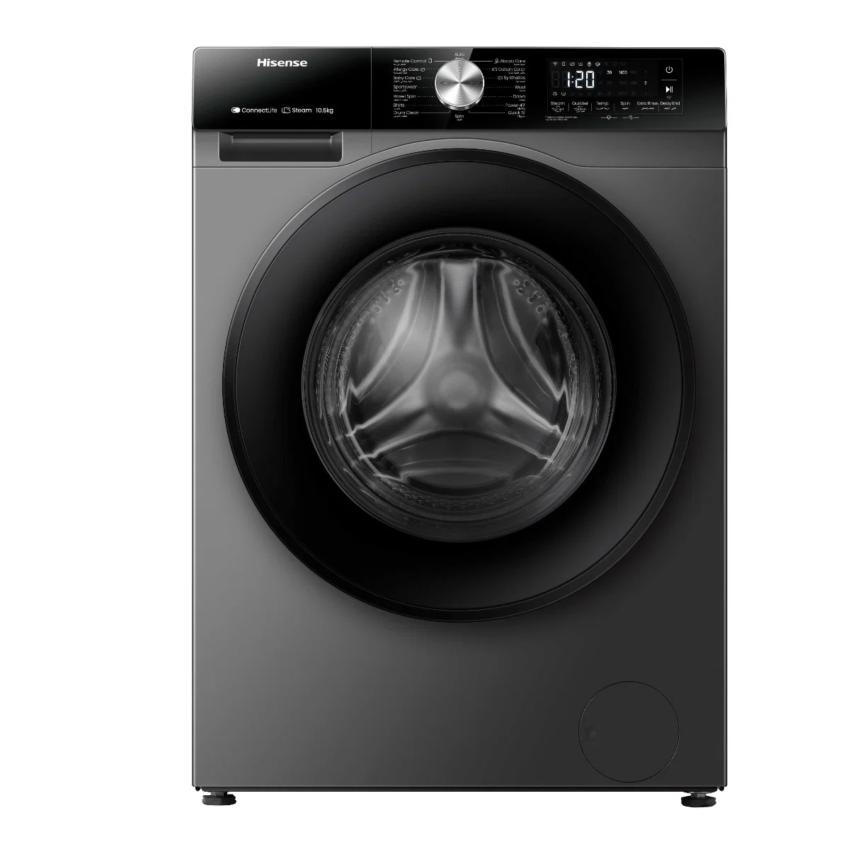 Hisense Front Load Washing Machine,10.5 KG, Inverter, Grey