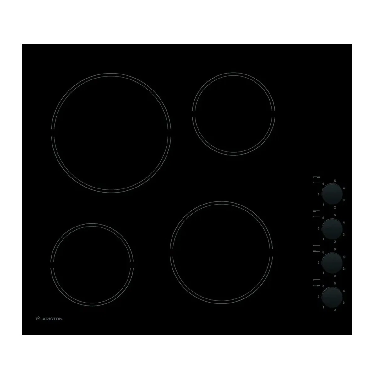Ariston Built-In Electric Hob, 58	cm, Full Safety, Ceramic Black