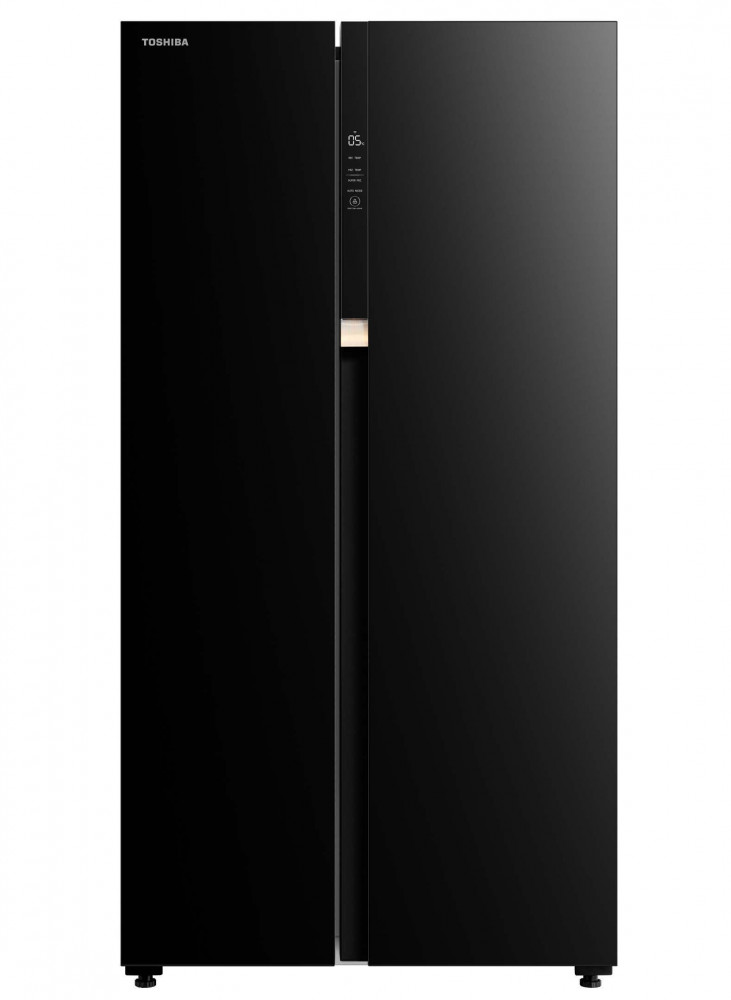 Toshiba Side-by-Side Refrigerator, 549 Liters, 19.4 Cubic Feet, Black Door, Inverter