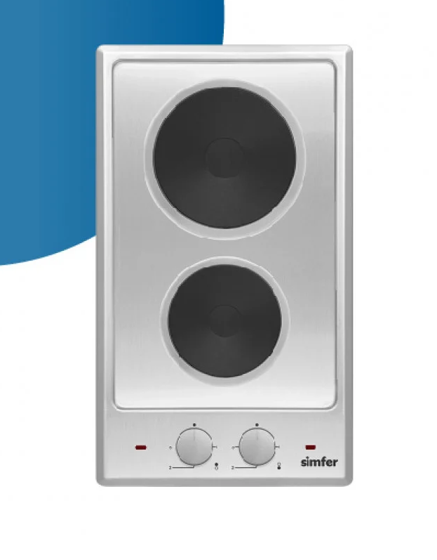 Simfer Built-in Electric Hob, 2 Burners, Stone, 30cm, Steel