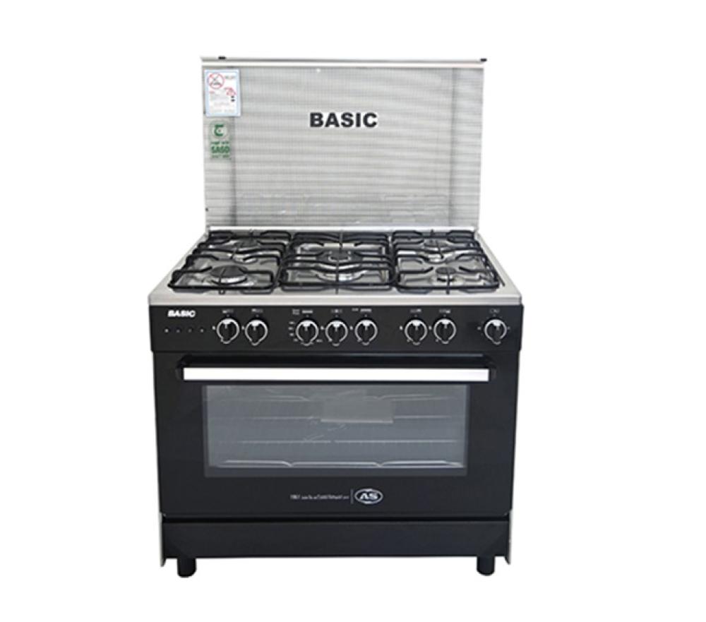Basic Gas Oven 60*90 cm, 5 Burners, Black