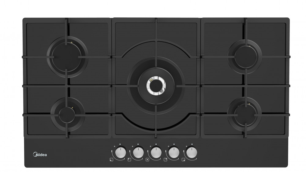 Midea Built-in Gas Hob 90*50cm 5 Burners, Black Glass Top