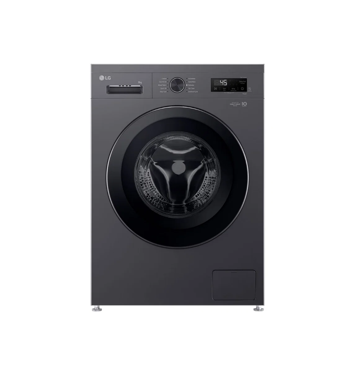 LG Front Load Automatic Washing Machine with Partial Drying, 8kg Capacity (6 Motion, TurboWash, Inverter, ThinQ WiFi, Made in China), Black