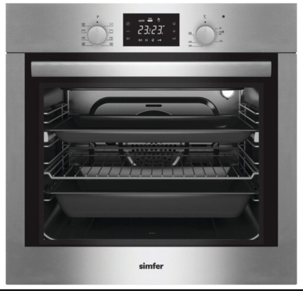Simfer Built-in Electric Oven 60cm, 10 Functions, 104 Liters, Fan, Steel
