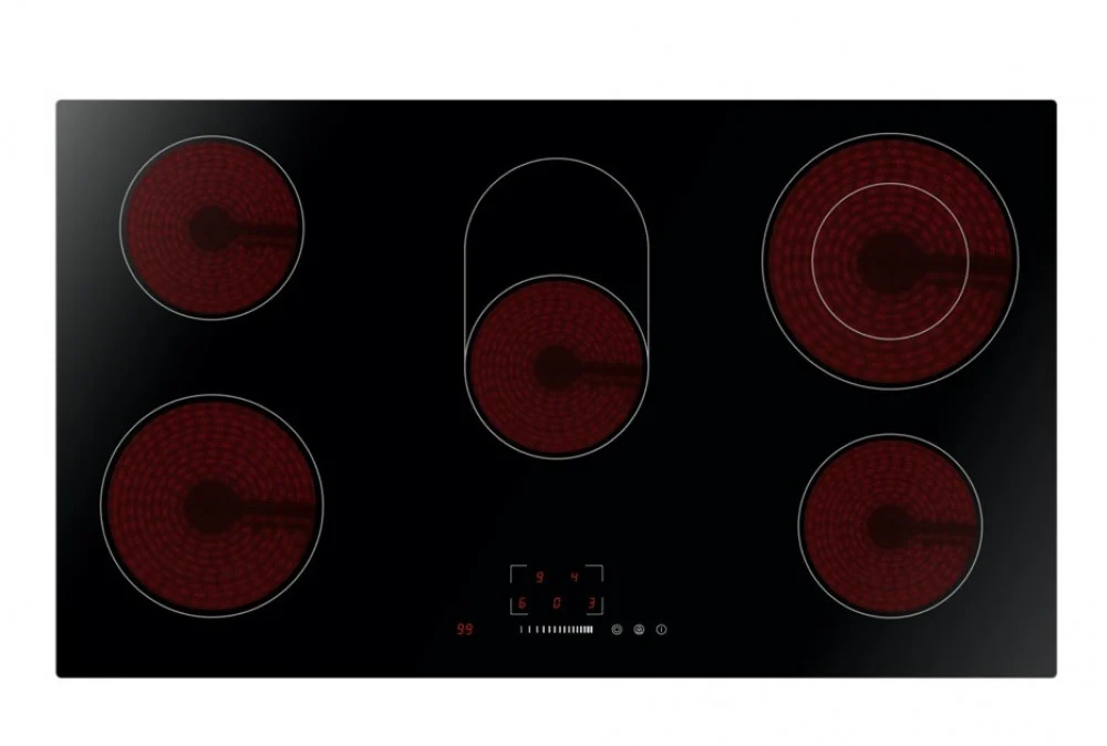 Midea 90cm Built-in Electric Hob, 5 Burners, Touch Controls, Glass Top