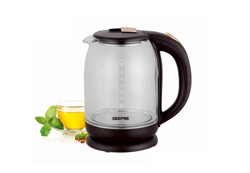 Geepas Glass Kettle, Black, 1.8 Liters