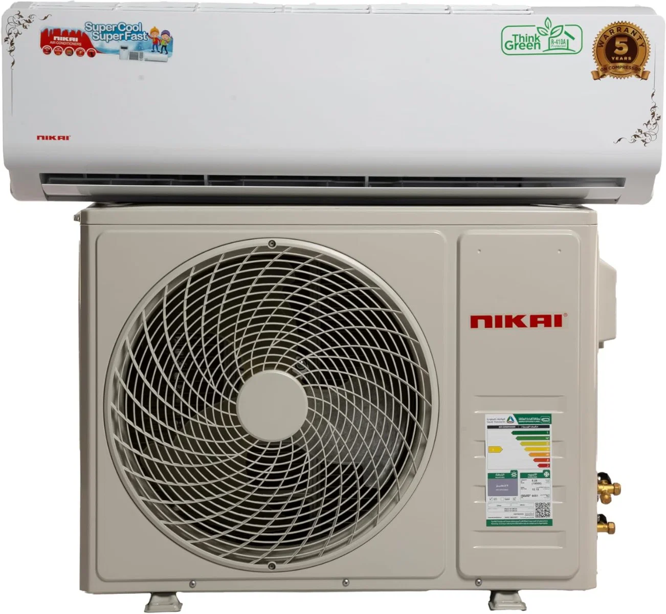 NIKAI Split Air Conditioner 18000BTU, Hot/Cold, Turbo, 4 Ways