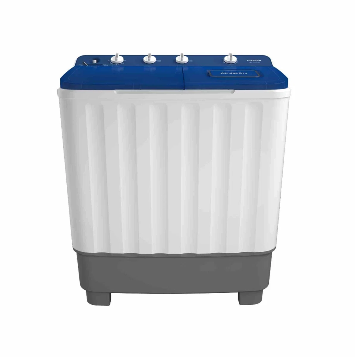 Hitachi Twin Tub Washing Machine, 12 kg, Jet Air Technology for Efficient Drying, Blue & Black