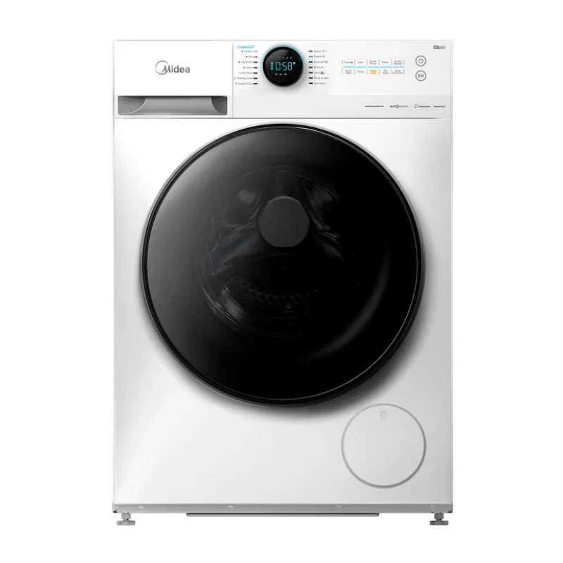 Midea - Automatic Front-Load Washing Machine, 8 kg, 6 kg full Drying, Inverter, Wi-Fi, Auto Clean, 14 Programs, White
