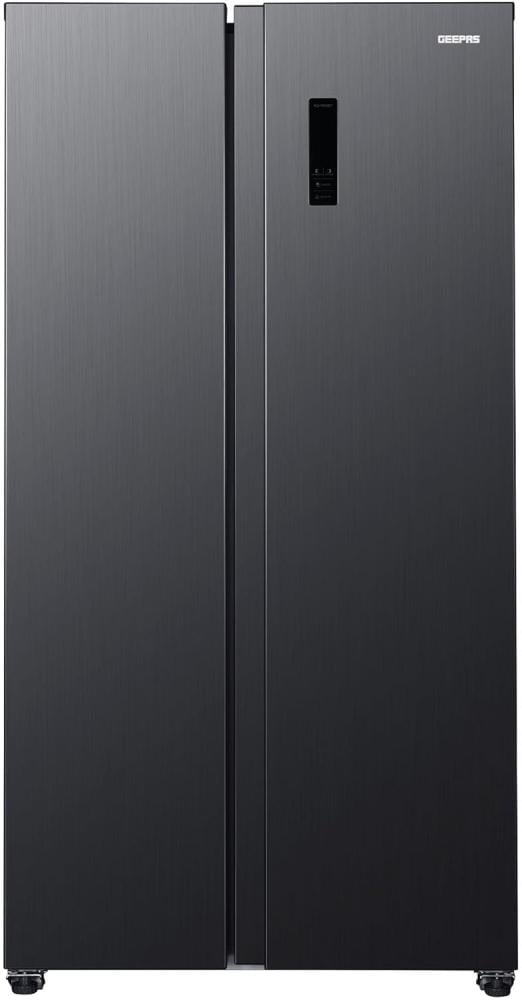 Geepas Side-by-Side Refrigerator, 521 Liters, 18.4 Cubic Feet, Stainless Steel, Inverter