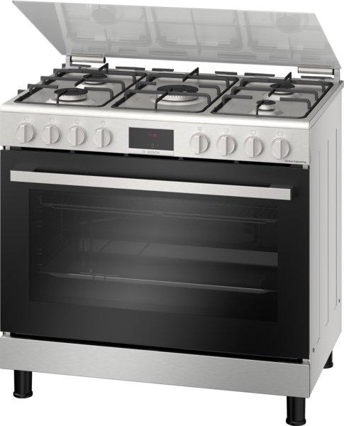 Bosch Freestanding Gas Cooker, 90X60, Stainless Steel/Black