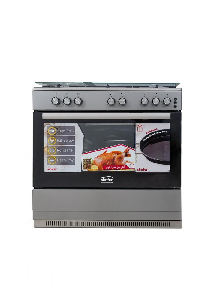 Simfer Gas Oven 60*90 cm, 5 Burners, Self Ignition, Grill, Turkish