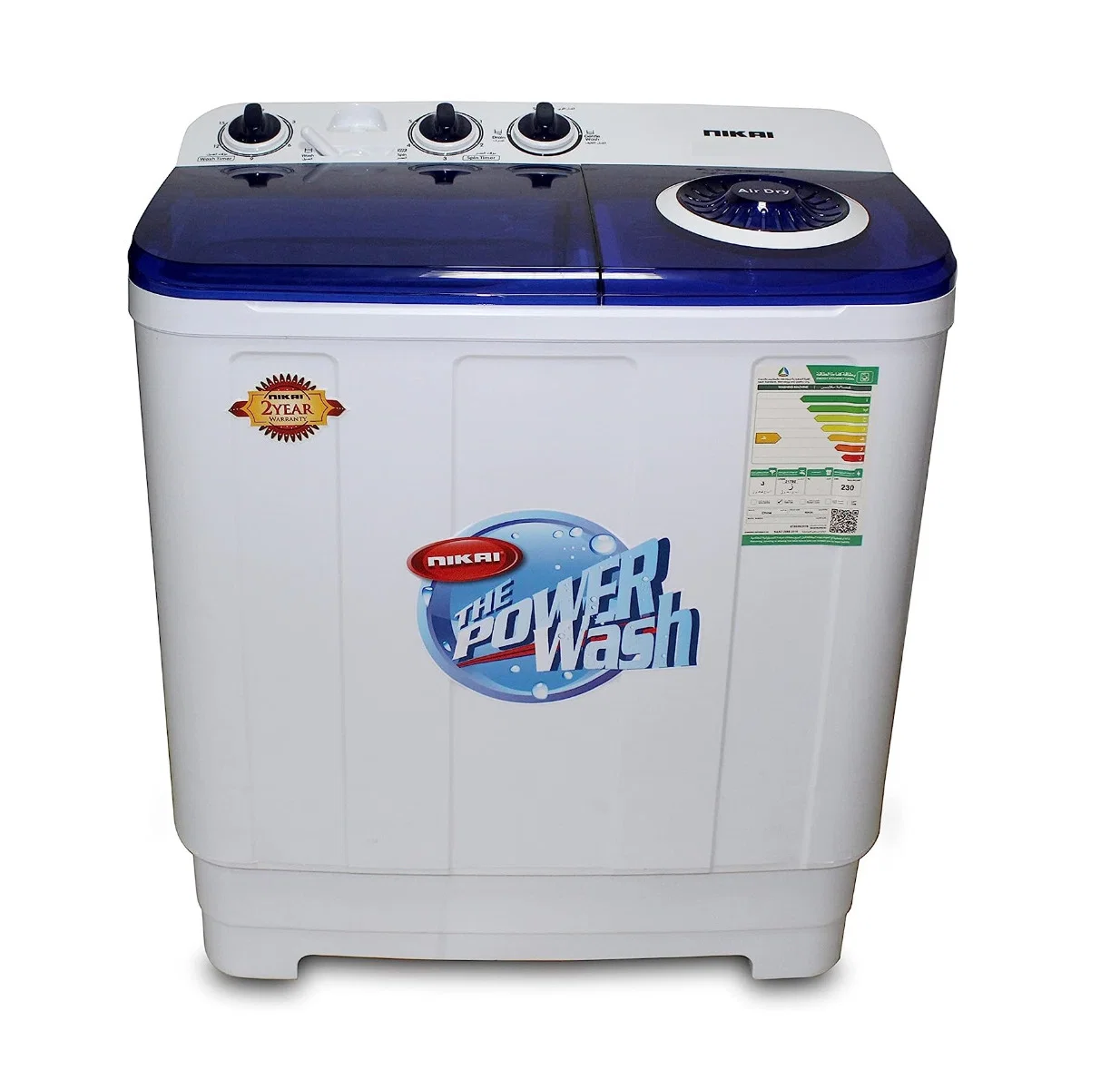 NIKAI Twin-Tub Washing Machine 10 KG, SEMI AUTO, WHITE