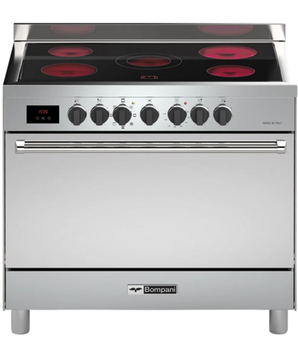 Bompani, Electric Ceramic Cooker, 90×60, 5 Burners, Silver