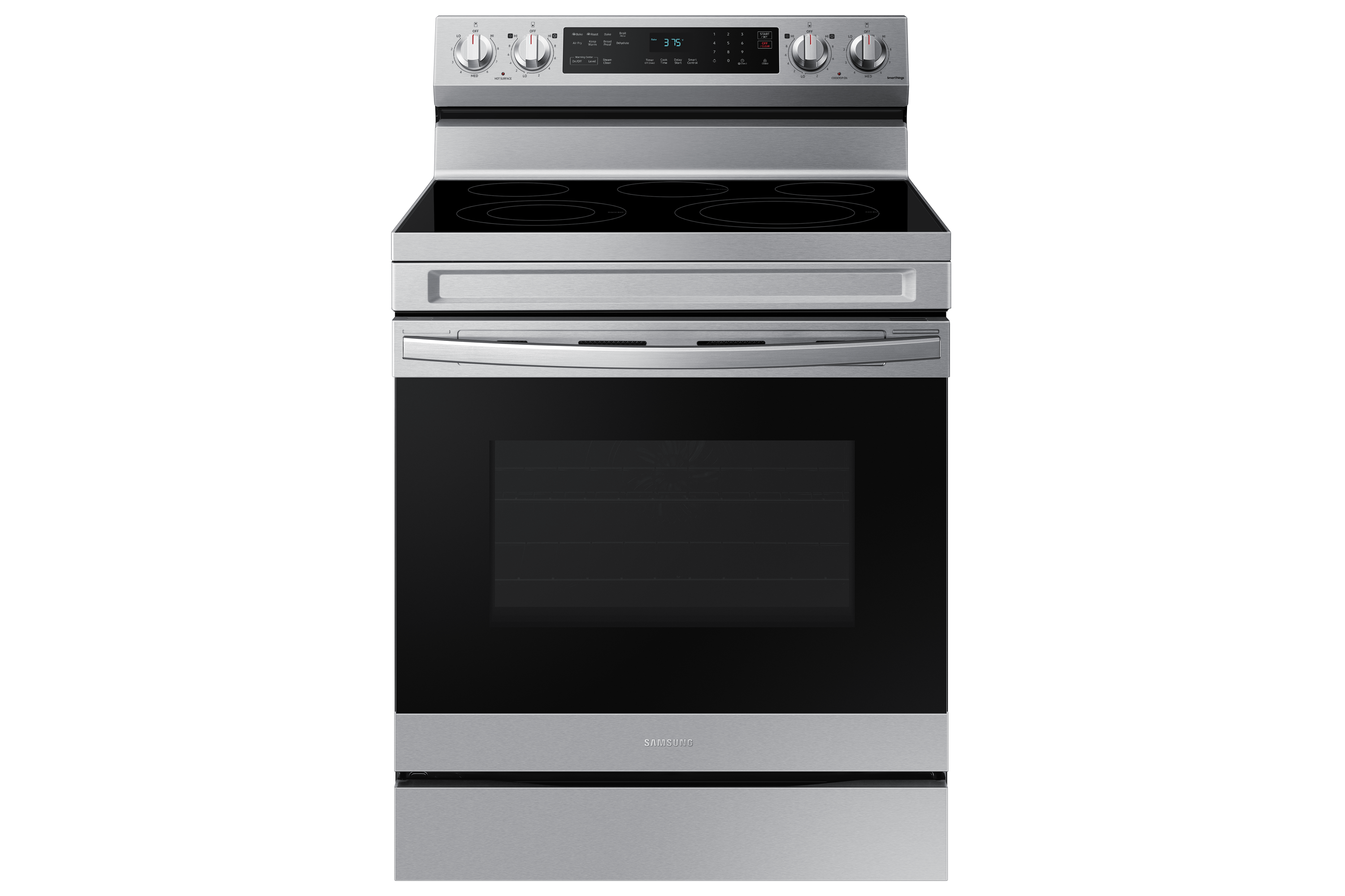 Samsung Free Standing, Electric Range, 4 Black Ceramic Hobs 1 Warming Zone, Stainless Steel/Black