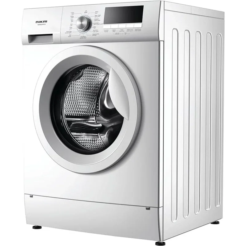 NIKAI Automatic Washing Machine Front Load, 6 KG, 1000 circle, 10 Programs, White