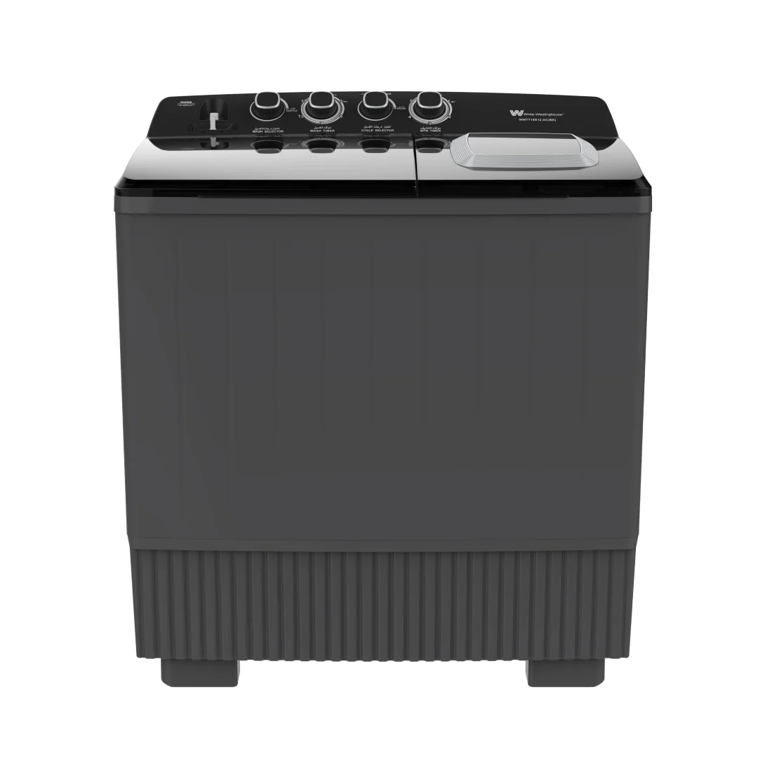 White Westinghouse  Twin Tub Washing Machine 18 Kg Mega Power Button Knobs Black/Grey