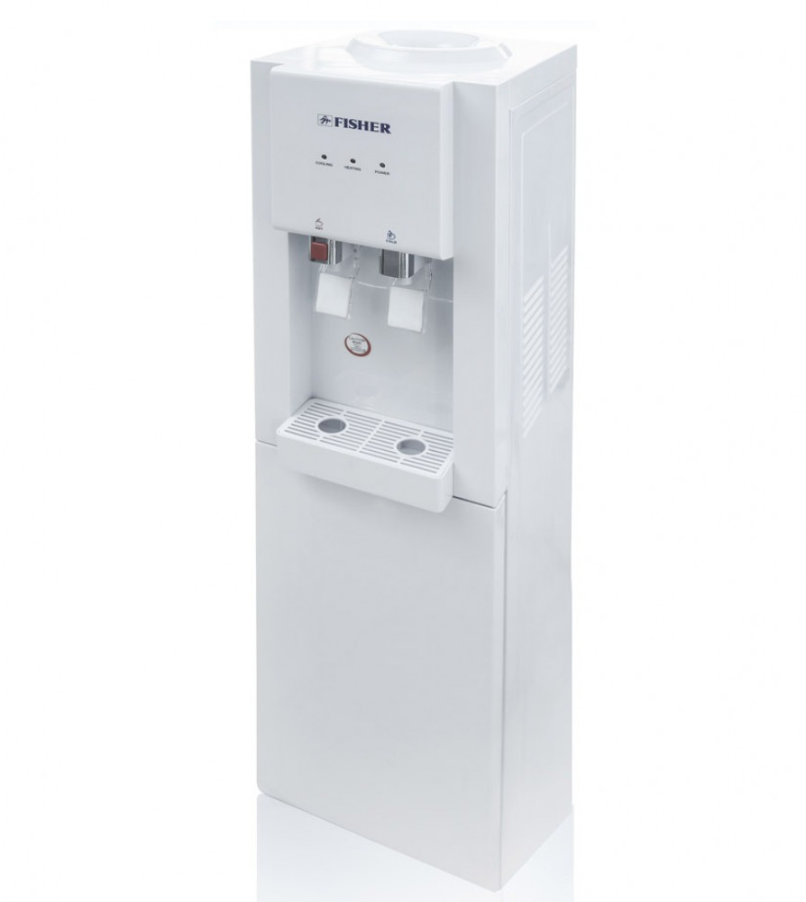 Fisher water cooler, 2 taps, storage cabinet