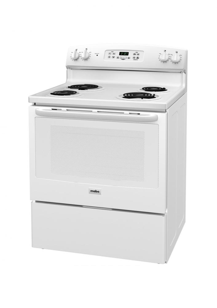 Mabe 4-burner spiral electric oven, white