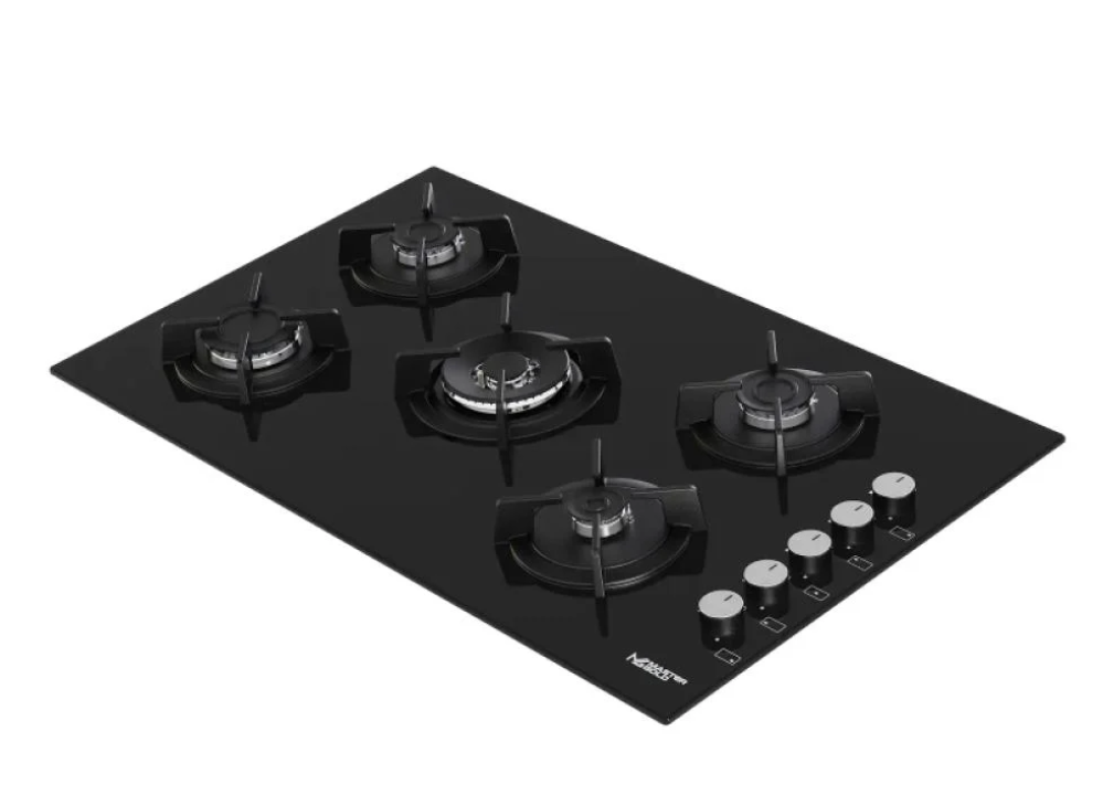 Master Gold 5-burner glass gas hob, 90 cm, black