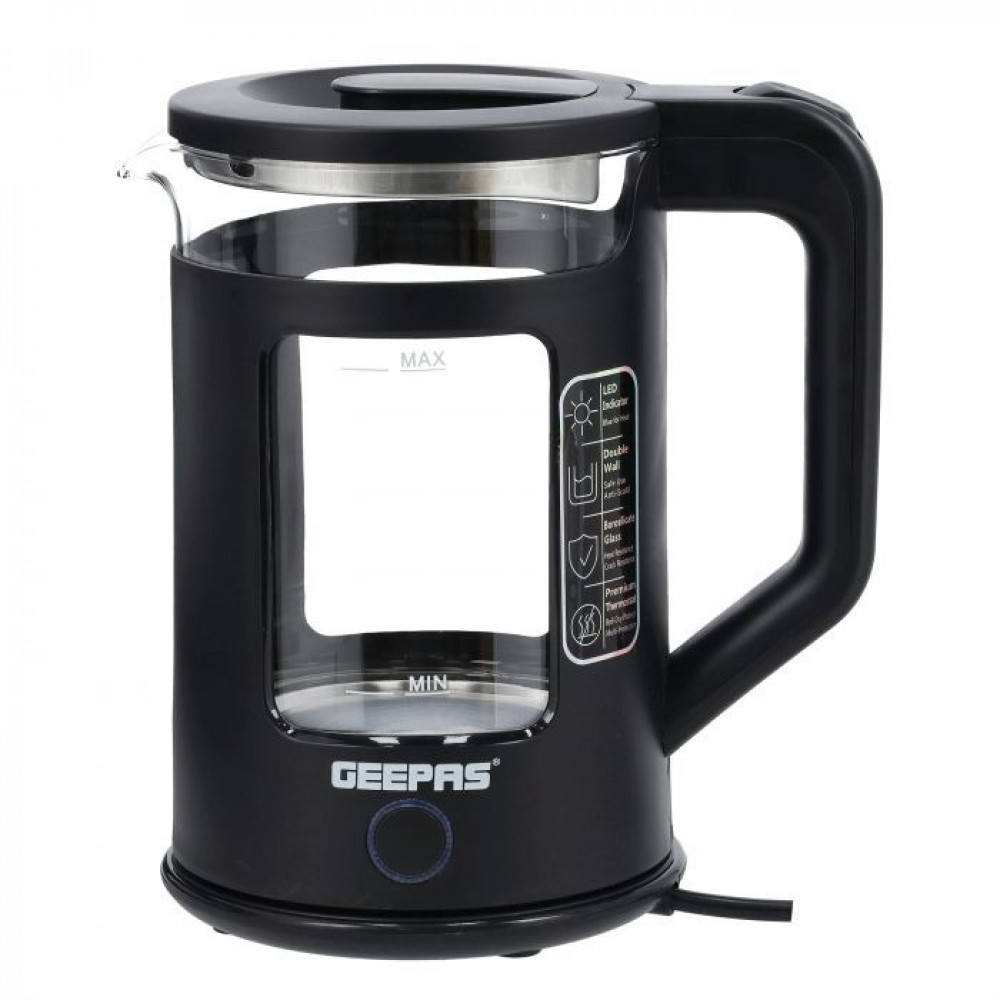 Geepas Glass Kettle, 1.7 Liters, Safety