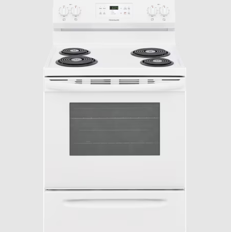 Frigidaire 4-burner spiral electric oven, white