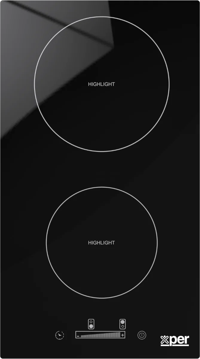Xper Built-in Electric Ceramic Hob, 26 cm, 2 Burners, Black
