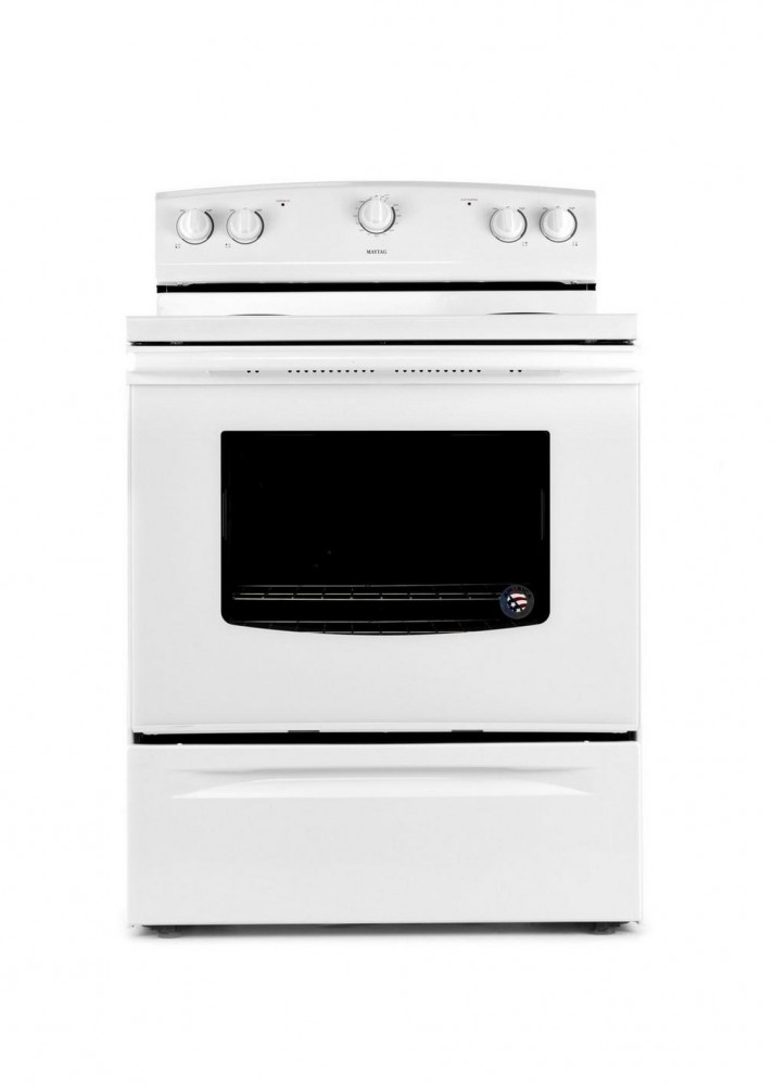 Maytag 4-burner spiral electric oven, white