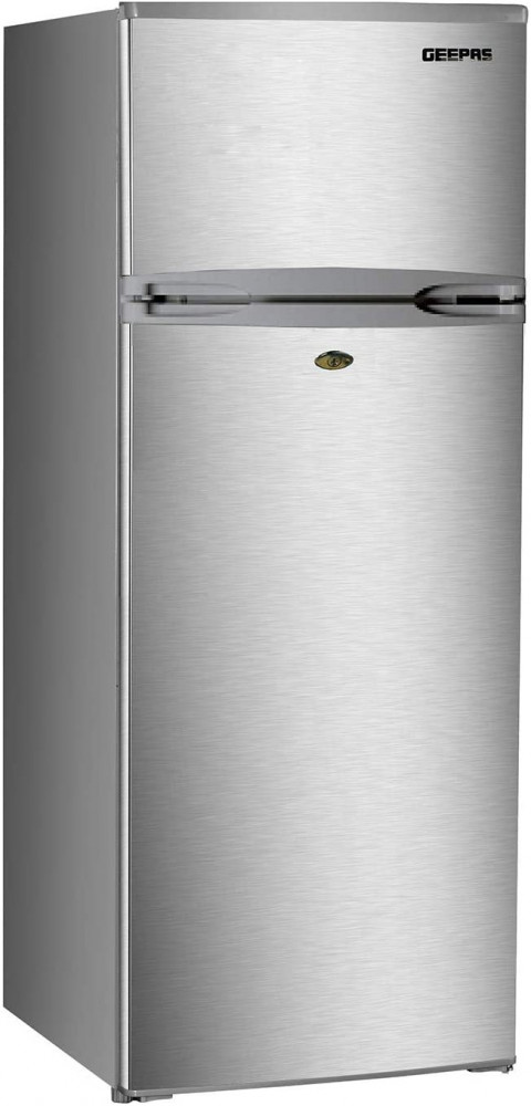 Geepas 2-Door Refrigerator 7.2 cu ft, 205 L, Silver