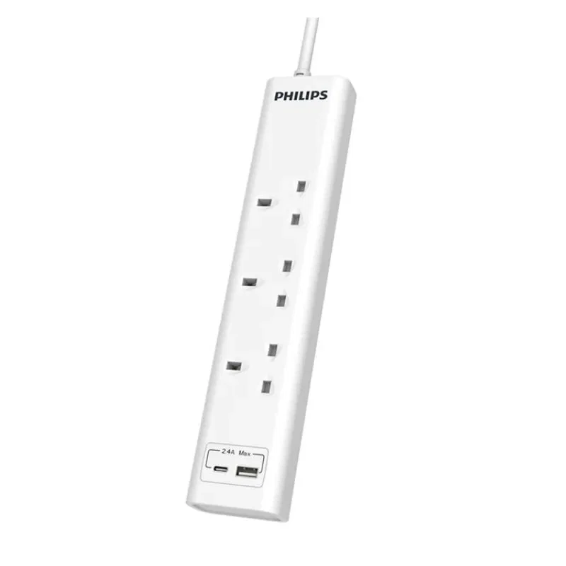 Philips Extension Cord 3 UK 2 USB 3M 3250W