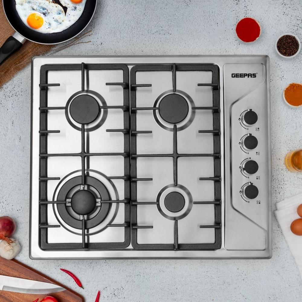 Geepas 4-burner built-in gas hob, self-ignition, 60*50 cm, stainless steel